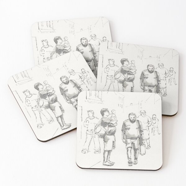 Item preview, People walking through town drawing designed and sold by MikeJory.