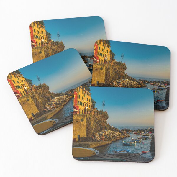 Item preview, Sunset Riomaggiore boat harbour, Cinque Terre designed and sold by Steven Weeks.