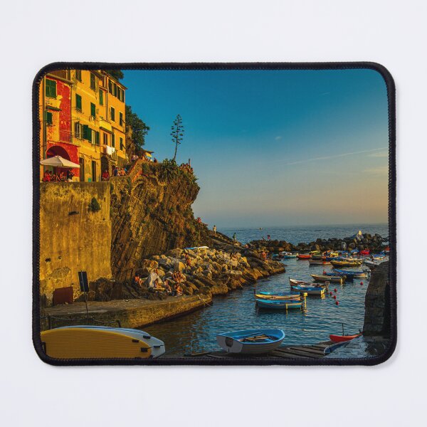 Item preview, Sunset Riomaggiore boat harbour, Cinque Terre designed and sold by Steven Weeks.