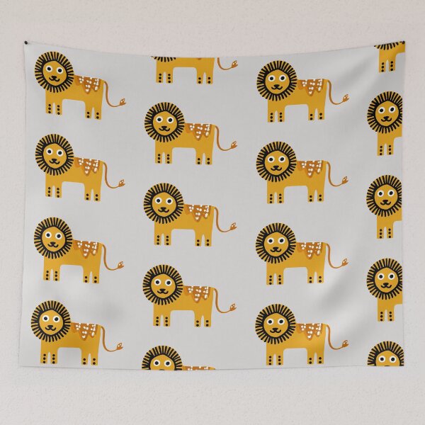 Item preview, Tribal Folk Art Lion Illustration designed and sold by WIKKI-White.