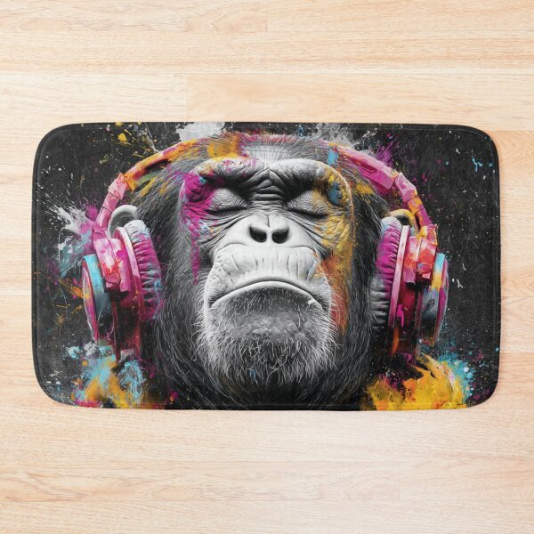 Item preview, Dj Monkey Thinker Colorful Strokes With Headphones Art designed and sold by GrinGalore.