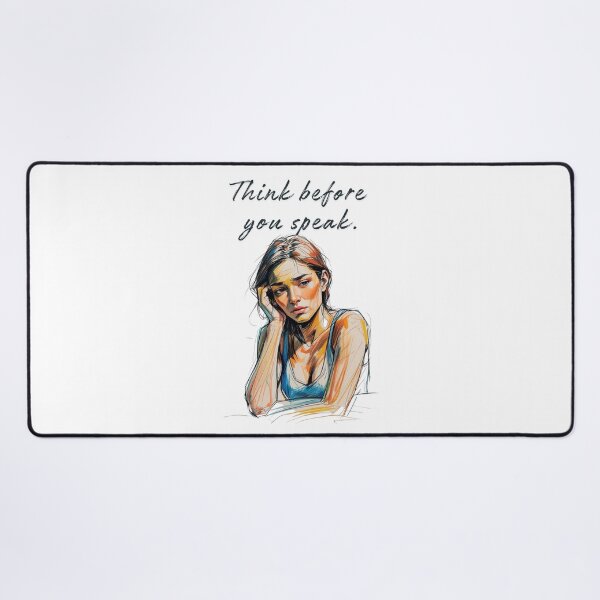 Item preview, Think Before You Speak – Emotional Woman Illustration with Quote designed and sold by Design_Your_Day.