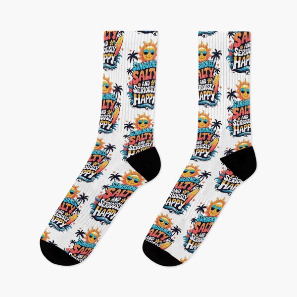 Item preview, Sunburned, Salty and Seriously Happy – Retro Beach Vibes designed and sold by trendparrot.