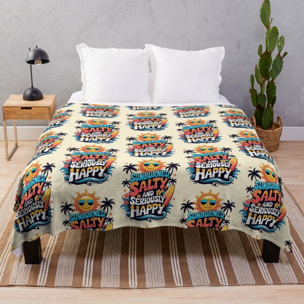 Item preview, Sunburned, Salty and Seriously Happy – Retro Beach Vibes designed and sold by trendparrot.