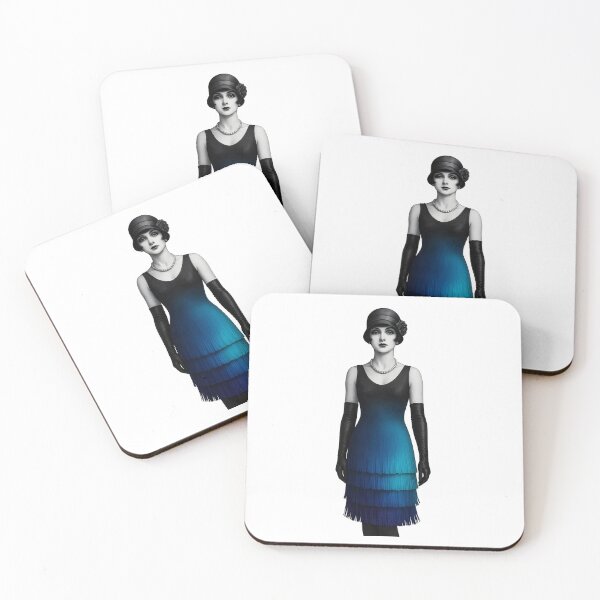 Item preview, Art Deco Flapper Monochrome Glamour with Blue Ombre Dress designed and sold by Shoot-The-Moon.
