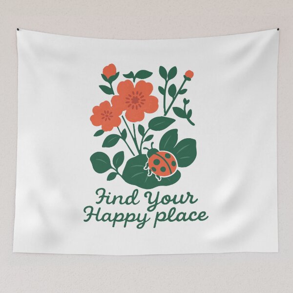 Item preview, Find Your Happy Place - Floral Nature Illustration designed and sold by graphicnew.