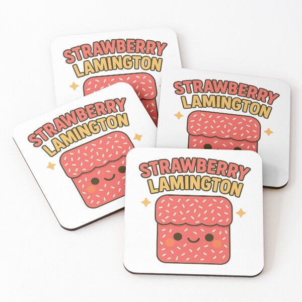 Item preview, Strawberry Lamington Delight - Cute Kawaii Australian Dessert Design designed and sold by POPDOTSHOP.