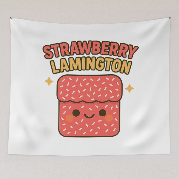 Item preview, Strawberry Lamington Delight - Cute Kawaii Australian Dessert Design designed and sold by POPDOTSHOP.