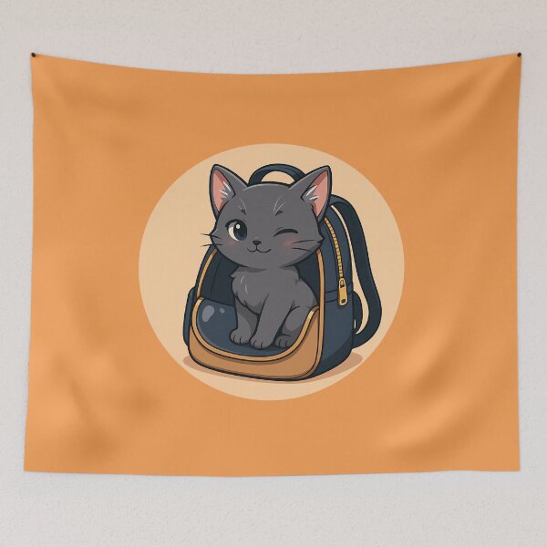 Item preview, Gray Kitten Posing in Cat Backpack designed and sold by Yuliya Brush.
