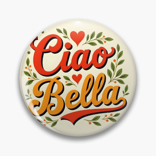 Item preview, Ciao Bella – Vintage Love Italy Text with Leaves & Red Hearts designed and sold by EmeraldeaArt.