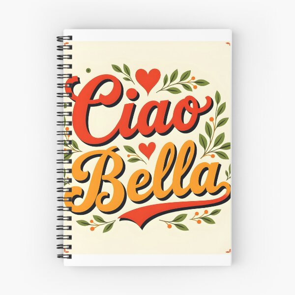 Item preview, Ciao Bella – Vintage Love Italy Text with Leaves & Red Hearts designed and sold by EmeraldeaArt.