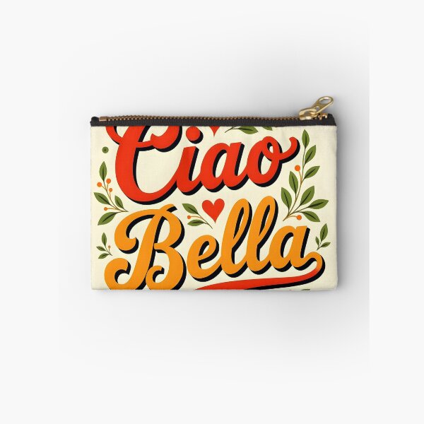 Item preview, Ciao Bella – Vintage Love Italy Text with Leaves & Red Hearts designed and sold by EmeraldeaArt.