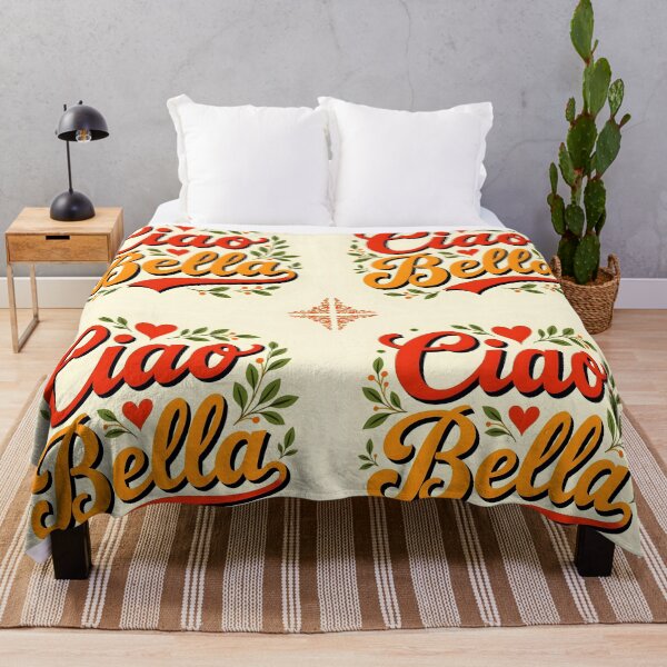 Item preview, Ciao Bella – Vintage Love Italy Text with Leaves & Red Hearts designed and sold by EmeraldeaArt.