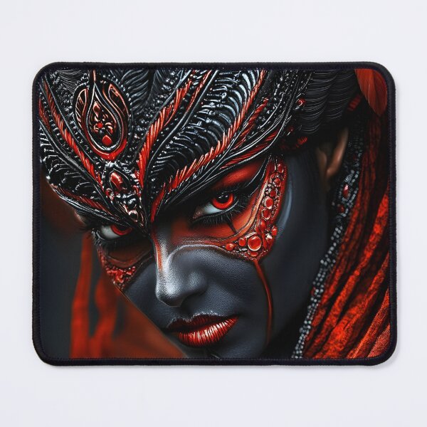 Item preview, Captivating Masked Enigma in Vibrant Red and Black designed and sold by Artessie.