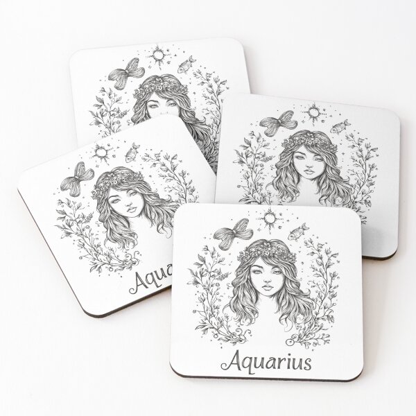 Item preview, Aquarius Zodiac Sign | Minimalist Line Art Astrology Design designed and sold by Inkora-Art.