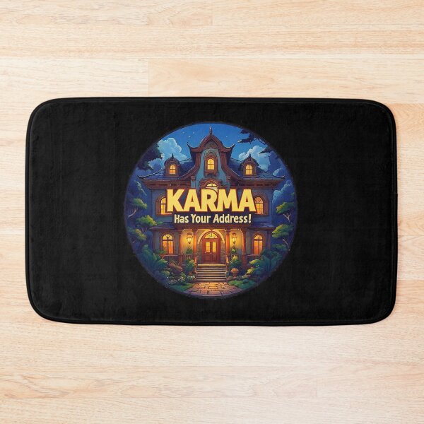 Item preview, A representation A house with the big phrase "KARMA HAS YOUR ADDRESS!" in the centre Inside a circle designed and sold by Giulivo Store Graphic.