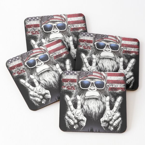 Item preview, Patriotic Bigfoot Peace Sign - American Flag Sasquatch Sunglasses designed and sold by Gaviani Design Studio.