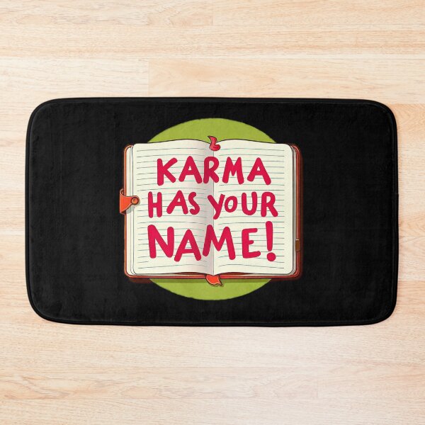 Item preview, Spiritual Karma Law with An open notebook with the big phrase "KARMA HAS YOUR NAME!" in the centre Inside a circle. designed and sold by Giulivo Store Graphic.