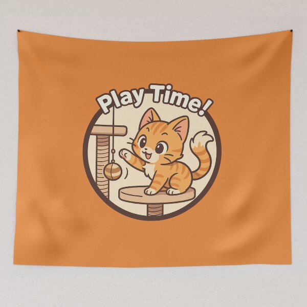 Item preview,  Playful Ginger Kitten on Cat Tower designed and sold by Yuliya Brush.