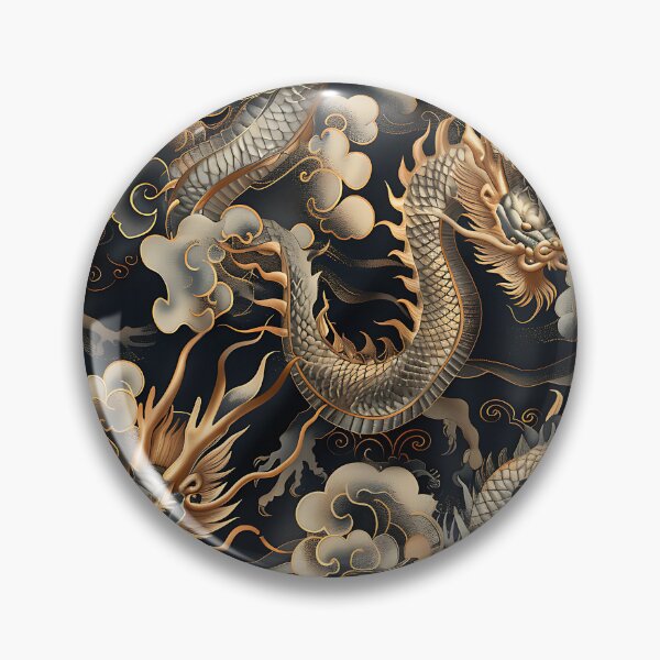 Item preview, Golden and Silver Dragons in Clouds designed and sold by KaitoJapanDesign.