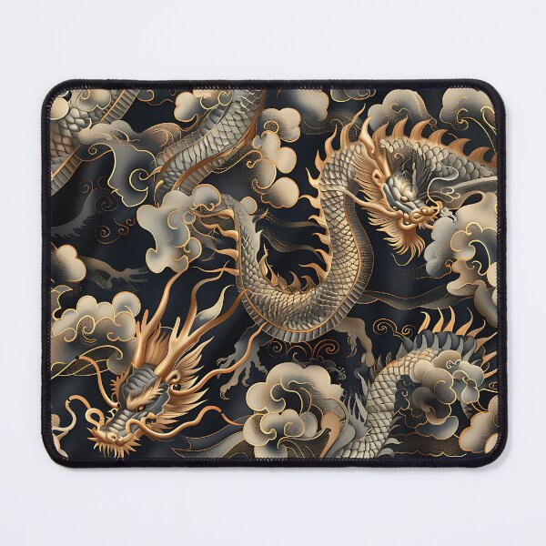 Item preview, Golden and Silver Dragons in Clouds designed and sold by KaitoJapanDesign.