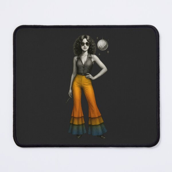 Item preview, Retro 70s Disco Queen in Funky Bell Bottoms with Mirror Ball designed and sold by Shoot-The-Moon.