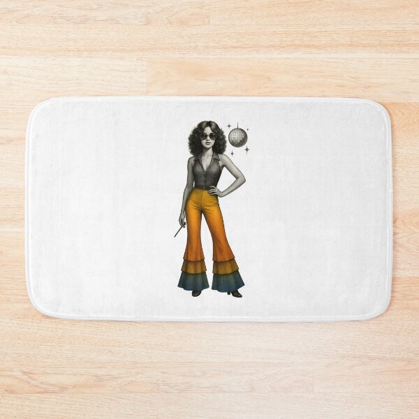 Item preview, Retro 70s Disco Queen in Funky Bell Bottoms with Mirror Ball designed and sold by Shoot-The-Moon.