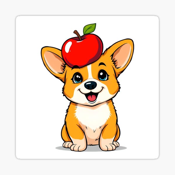 Item preview, A cute corgi with an apple on its head designed and sold by DOG DESIGN.