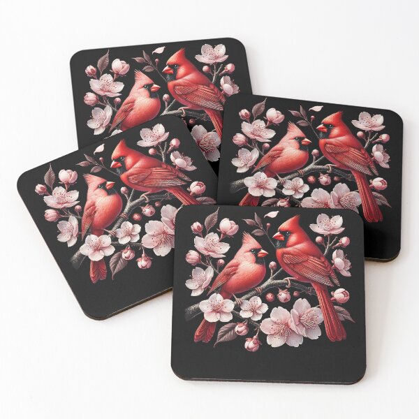 Item preview, Two Red Cardinal Cherry Blossom Floral Birdwatching Birding Bird Lover designed and sold by Kimberley King Art  King Art.