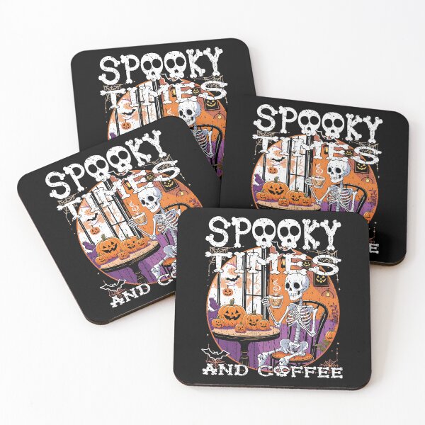 Item preview, SPOOKY TIMES AND COFFEE coffee loving skeleton having morning coffee in Halloween morning designed and sold by Jt41.