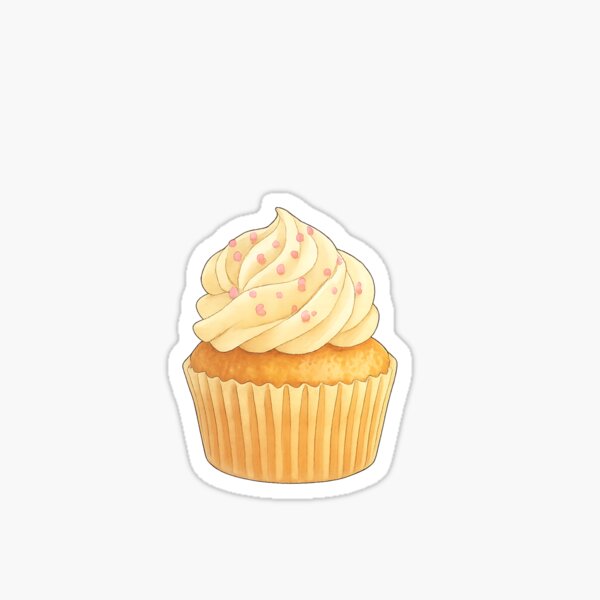 Item preview, Kawaii Anime Watercolor Cupcake – Pink Pastel Dessert Sticker designed and sold by Pacika.