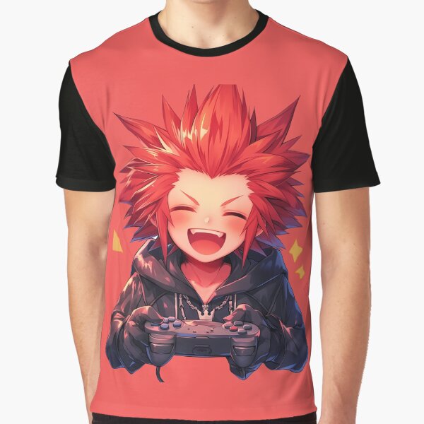Vista previa del artículo con la obra «Anime Axel Kingdom Hearts Juego Cabello Rojo Controlador Chibi Lindo», diseñado y vendido por earlobejerk.