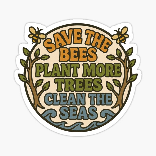 Item preview, Save the Bees, Trees, and Seas Retro Eco Design designed and sold by Boog Monst .