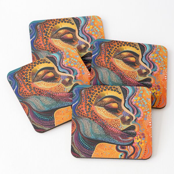 Item preview, Radiant Spirit – Vibrant Aboriginal Style Woman Portrait Wall Art designed and sold by IuliiaArtPrints.