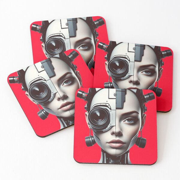 Item preview, Futuristic Cyborg Woman Half Robot Half Human Portrait designed and sold by AbdS07.