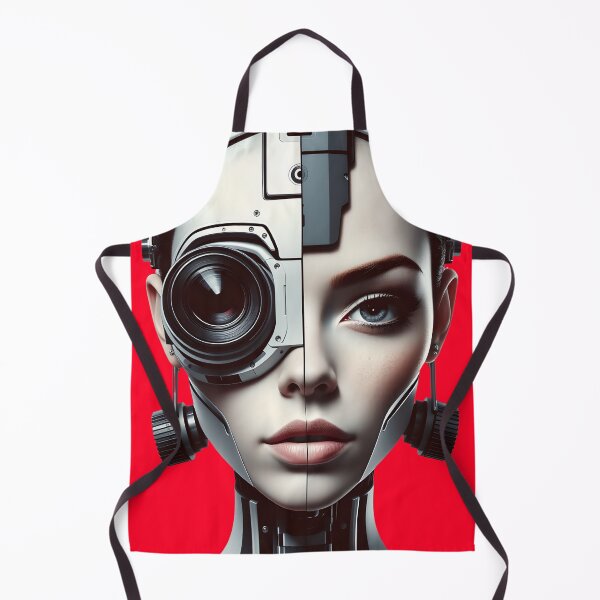 Item preview, Futuristic Cyborg Woman Half Robot Half Human Portrait designed and sold by AbdS07.