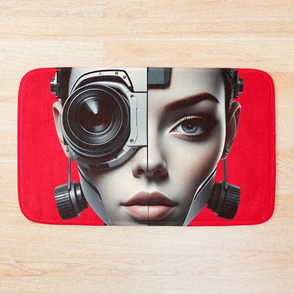 Item preview, Futuristic Cyborg Woman Half Robot Half Human Portrait designed and sold by AbdS07.