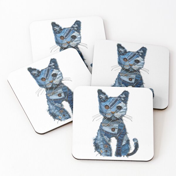 Item preview, Denim Patchwork Cat designed and sold by caracatita75.