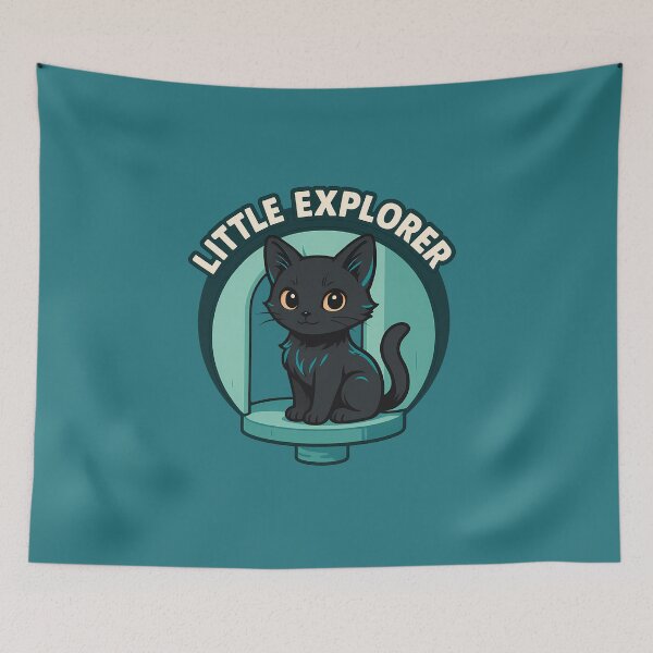 Item preview, Curious Black Kitten In Cat Condo designed and sold by Yuliya Brush.
