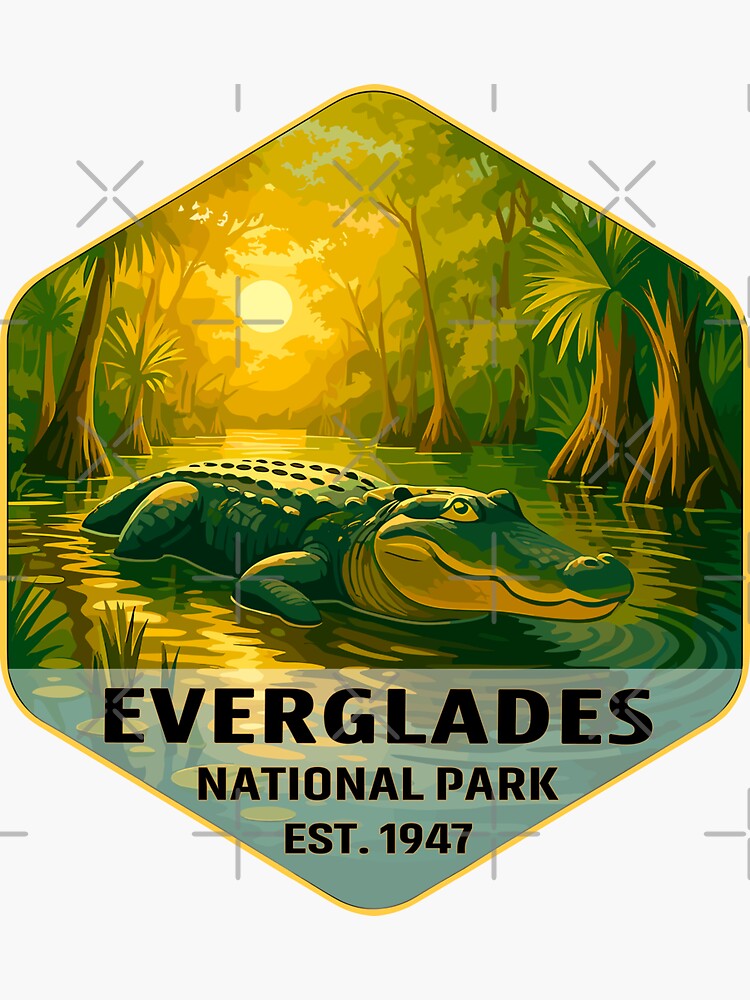 Everglades National Park Retro Swamp Wildlife Sticker Sticker