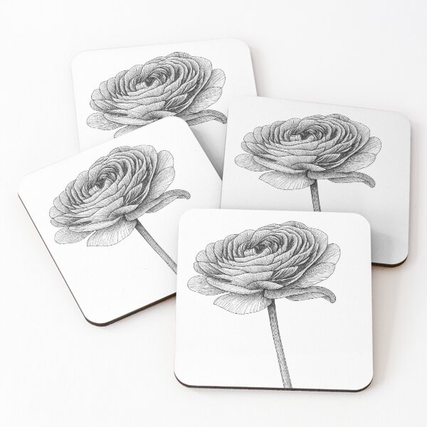 Item preview, Elegant Ranunculus Flower, isolated – Ink Sketch Style Illustration designed and sold by Pacika.
