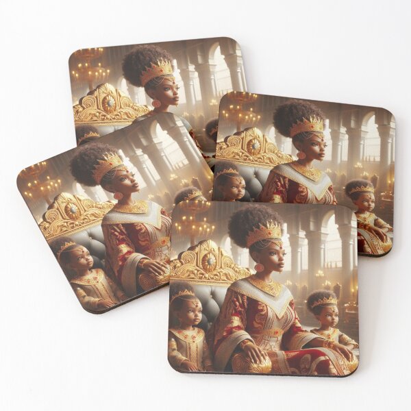 Item preview, Regal Royalty – Black Queen and Princesses Throne Art designed and sold by RushPrints88.