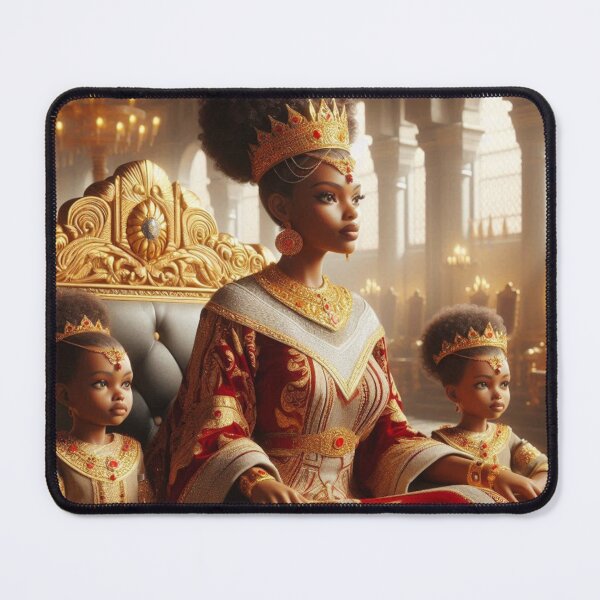 Item preview, Regal Royalty – Black Queen and Princesses Throne Art designed and sold by RushPrints88.