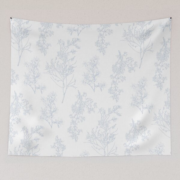 Item preview, Botanical Cottage Floral Pattern in Soft Light Blue and White designed and sold by kierkegaard.