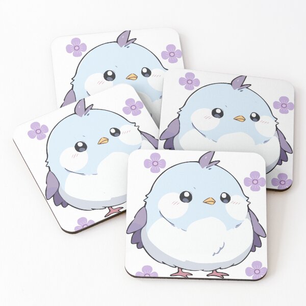 Item preview, Cute Blue Bird With Purple Flowers Chibi Bird designed and sold by NowYouZeeMe.
