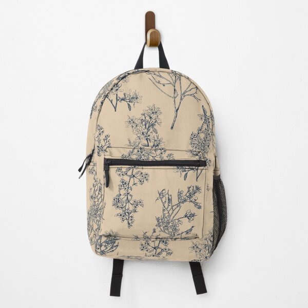 Item preview, Botanical Cottage Floral Pattern in Beige and Navy Blue designed and sold by kierkegaard.