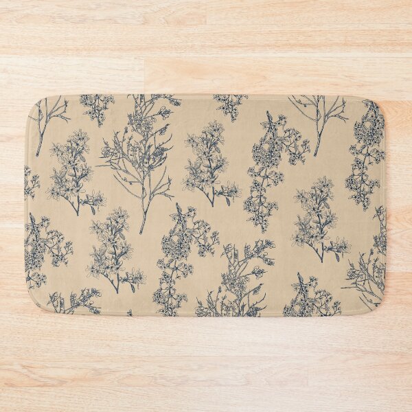Item preview, Botanical Cottage Floral Pattern in Beige and Navy Blue designed and sold by kierkegaard.