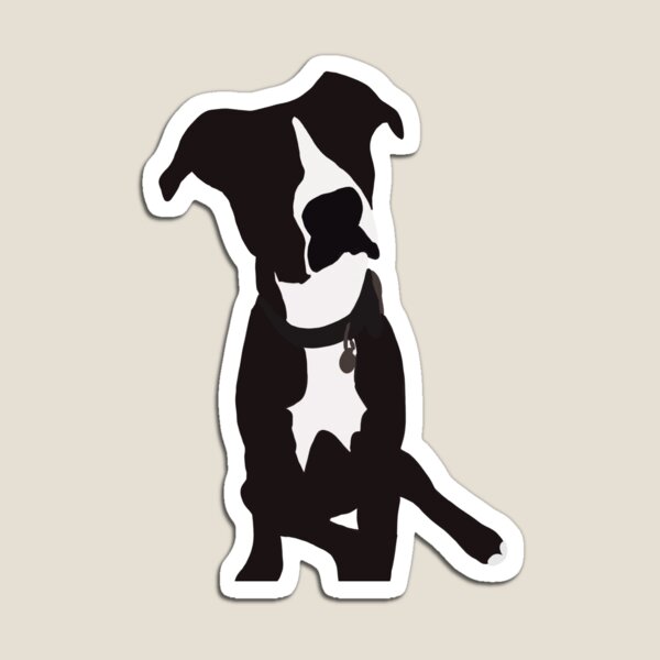 Vista previa del artículo con la obra «Perro mezcla de pitbull, labrador y sabueso en blanco y negro», diseñado y vendido por designbycecilia.