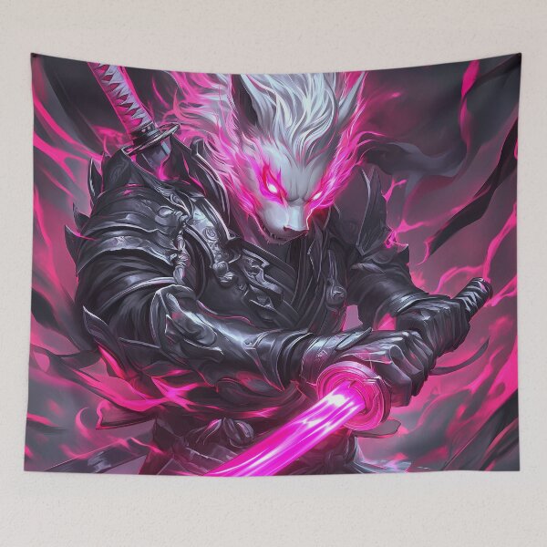 Item preview, Animal Samurai Neon Blade Wolf Warrior Channels Intense Spirit through Shadowed Darkness designed and sold by Williamhallano.