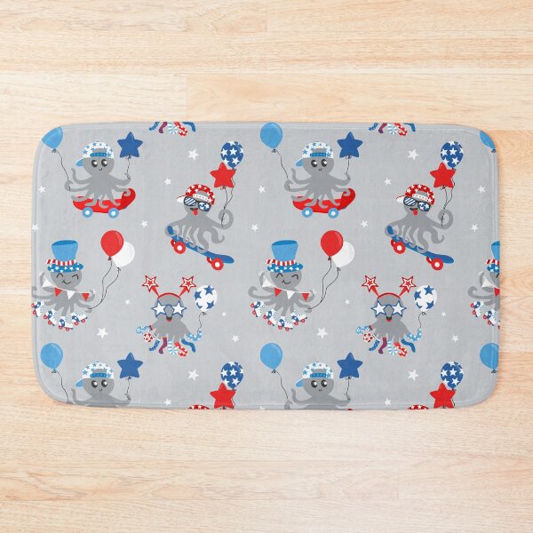 Item preview, Red White and Blue Skater Octopus Gray designed and sold by SamAnnDesigns.